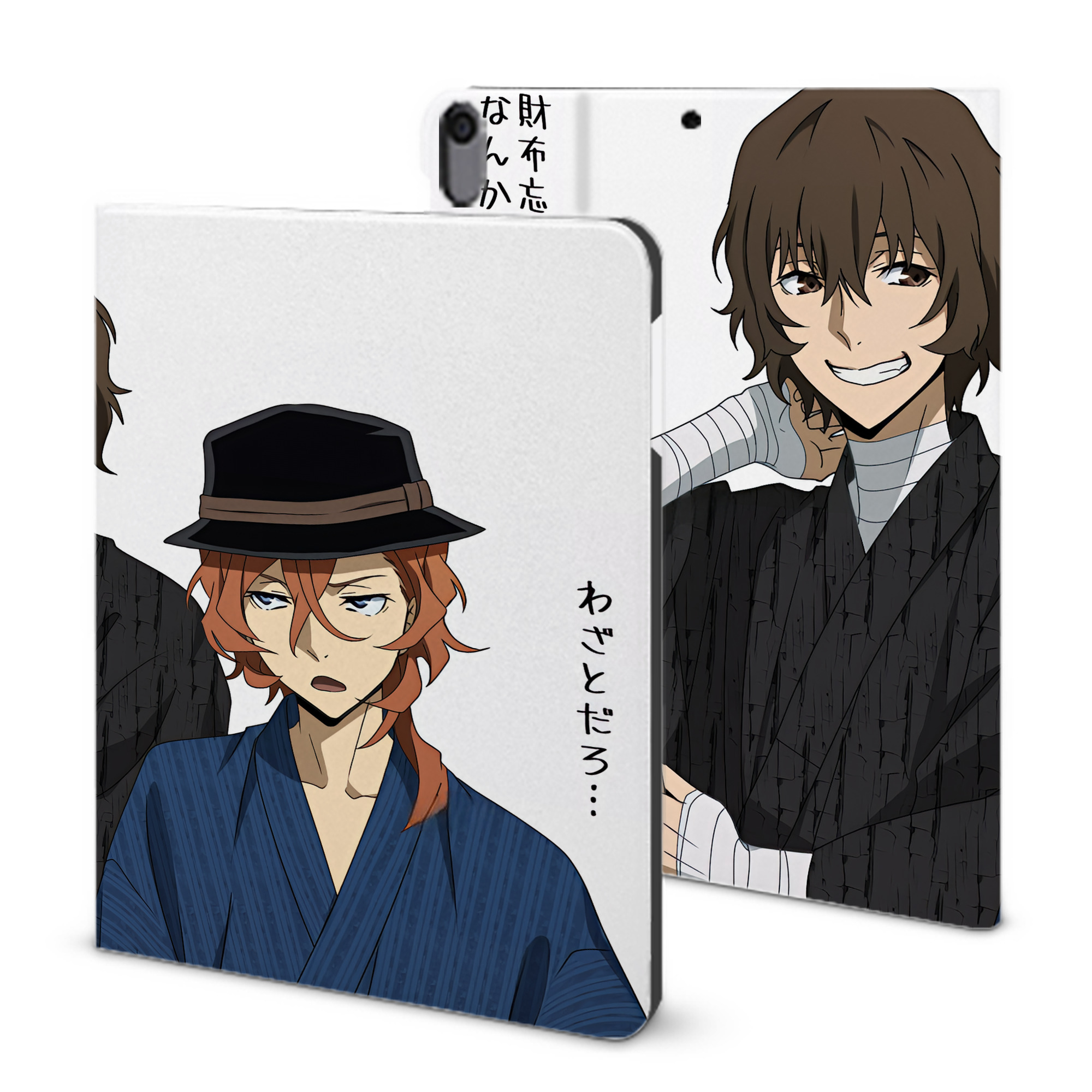 （画像用） 文豪ストレイドッグス Bungo Stray Dogs IPad ケース ブック型 PUレザー TPU 耐衝撃 軽量 薄型 ペン収納なし 全面保護 IPad 各モデル対応
